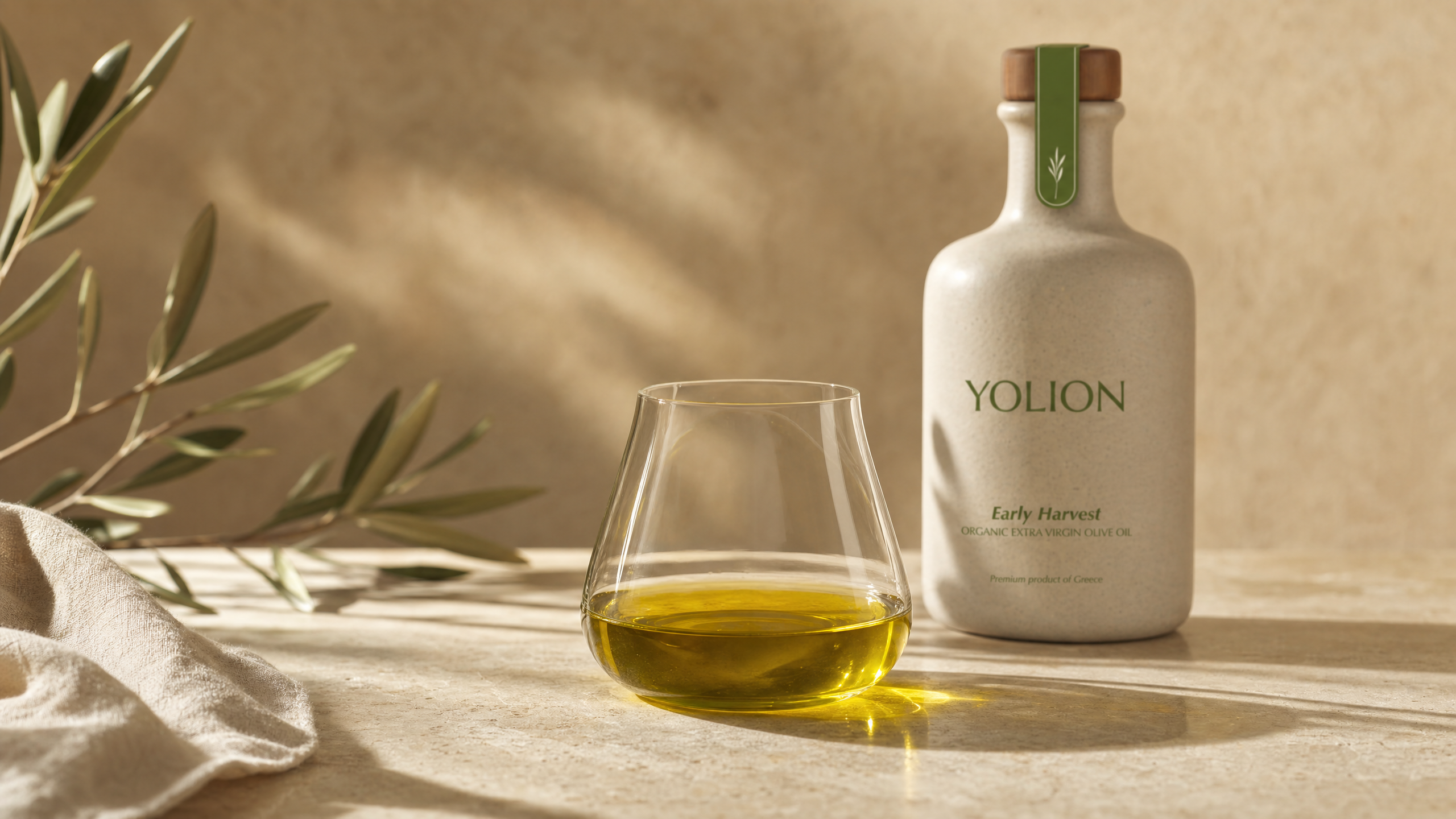 Tasting olive oil in warm light