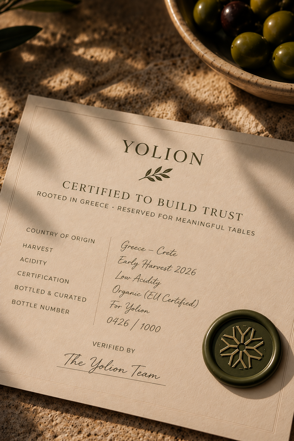 YOLION provenance and trust documentation